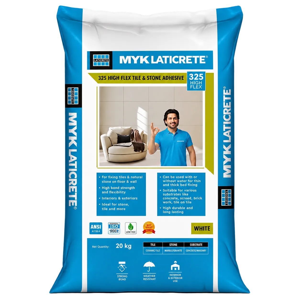 MYK Laticrete 325 High Flex Tile & Stone Adhesive, Grey