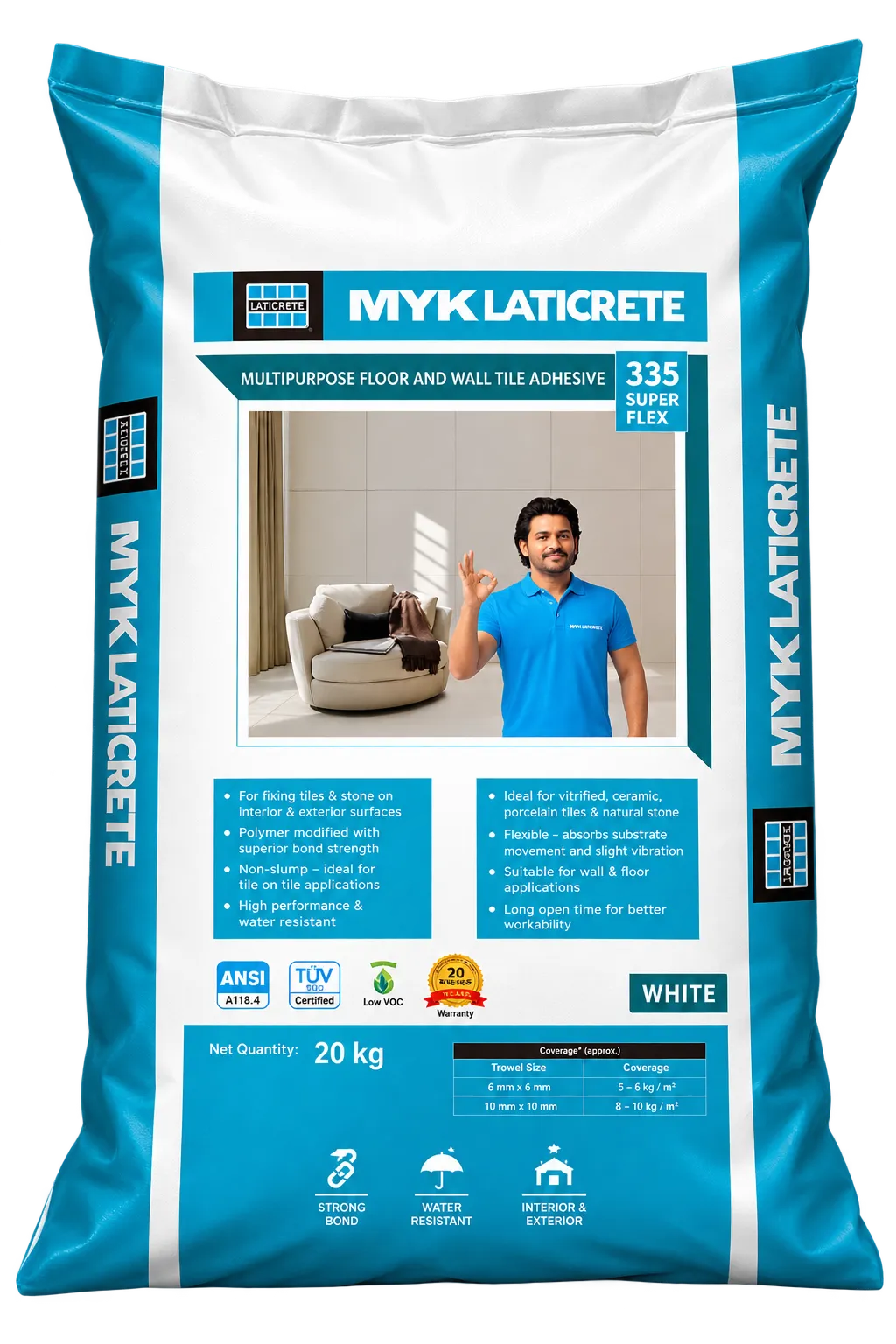 MYK Laticrete 335 Super Flex Tile & Stone Adhesive, Grey