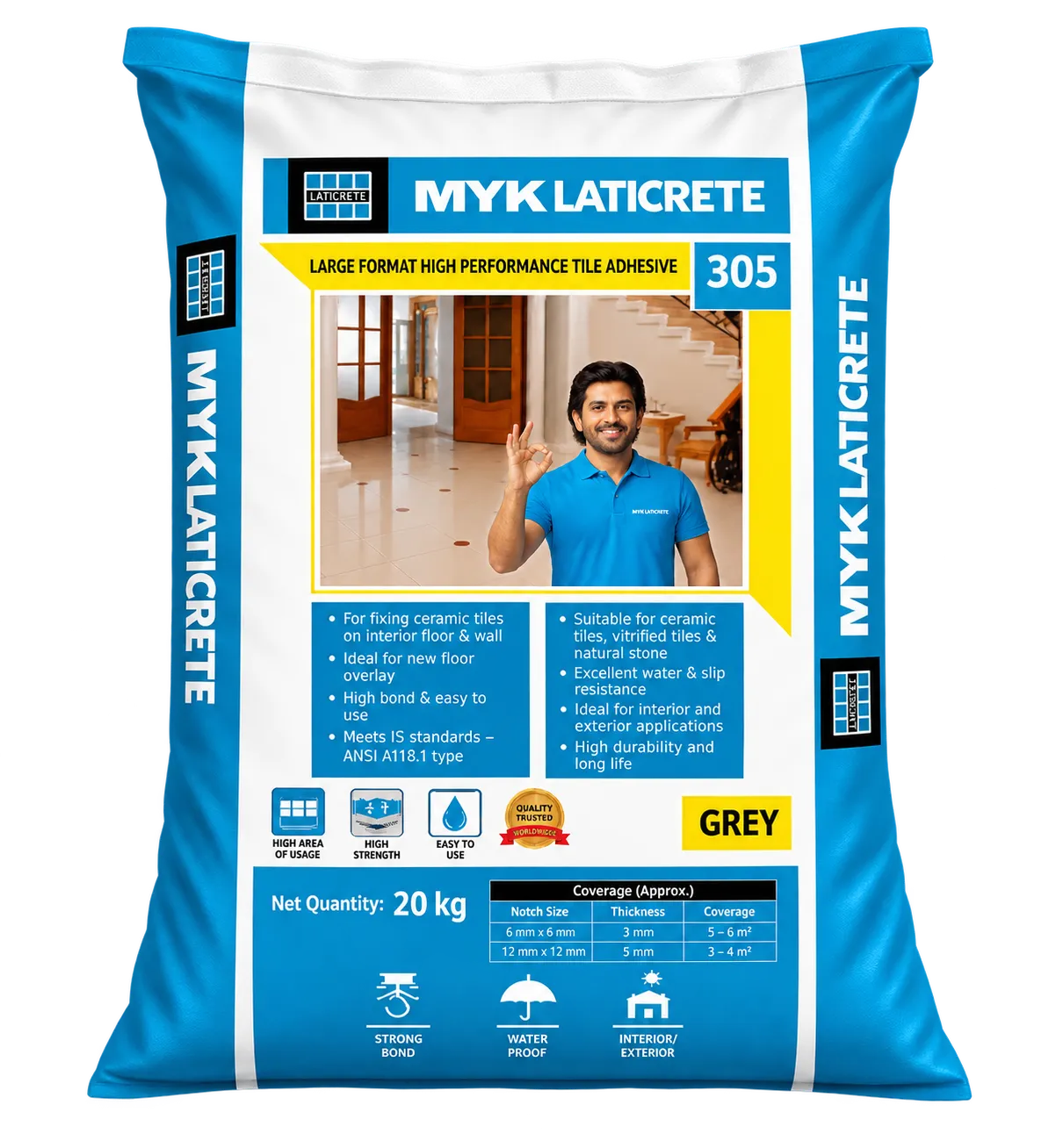 MYK Laticrete 305 Tile Adhesive, Grey